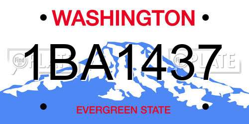 1BA1437 Washington License Plate