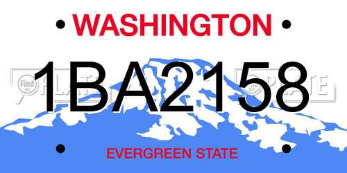 1BA2158 Washington License Plate