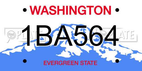1BA564 Washington License Plate