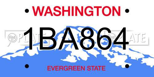 1BA864 Washington License Plate