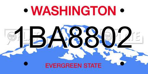 1BA8802 Washington License Plate