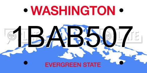 1BAB507 Washington License Plate