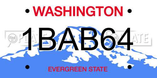 1BAB64 Washington License Plate