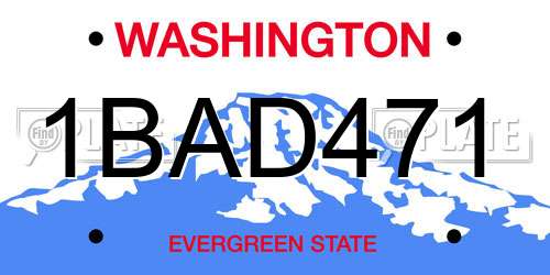 1BAD471 Washington License Plate