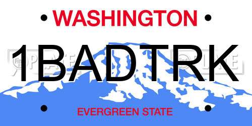 1BADTRK Washington License Plate
