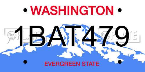 1BAT479 Washington License Plate