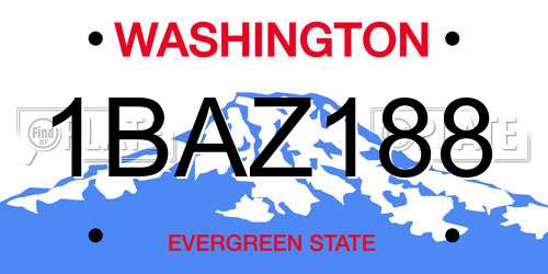 1BAZ188 Washington License Plate