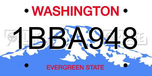 1BBA948 Washington License Plate