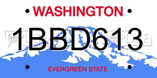 1BBD613 Washington License Plate
