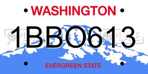 1BBO613 Washington License Plate