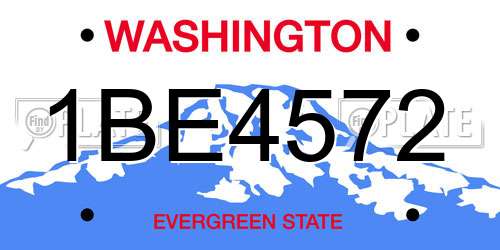 1BE4572 Washington License Plate