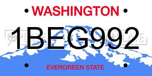1BEG992 Washington License Plate