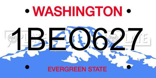 1BEO627 Washington License Plate
