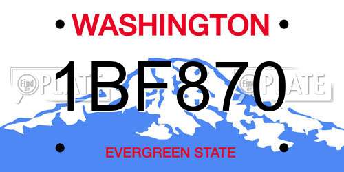 1BF870 Washington License Plate