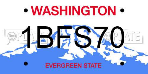 1BFS70 Washington License Plate