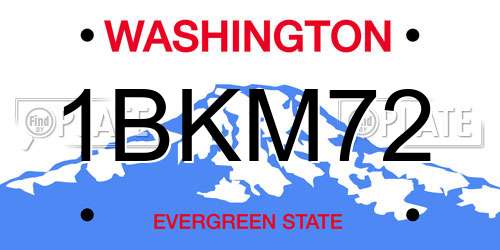 1BKM72 Washington License Plate