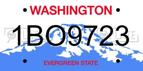 1BO9723 Washington License Plate