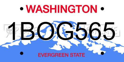 1BOG565 Washington License Plate