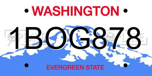 1BOG878 Washington License Plate