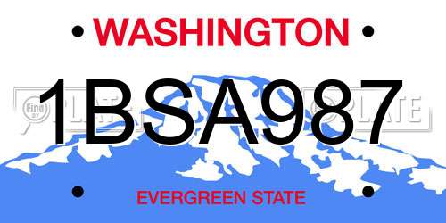 1BSA987 Washington License Plate