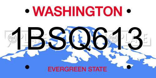 1BSQ613 Washington License Plate