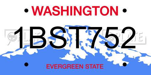 1BST752 Washington License Plate