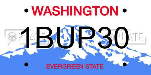 1BUP30 Washington License Plate