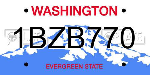 1BZB770 Washington License Plate