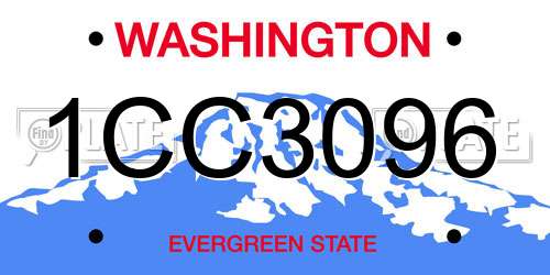 1CC3096 Washington License Plate
