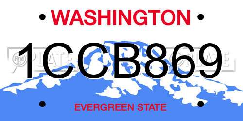 1CCB869 Washington License Plate