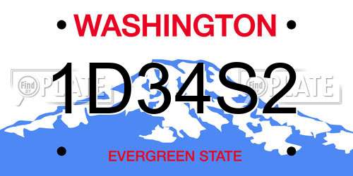 1D34S2 Washington License Plate