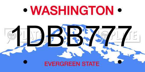 1DBB777 Washington License Plate