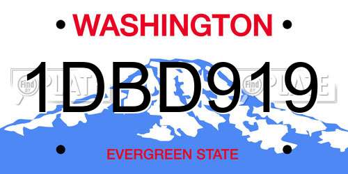 1DBD919 Washington License Plate