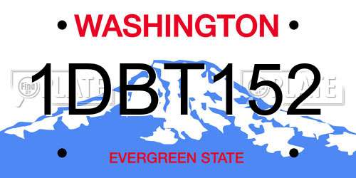 1DBT152 Washington License Plate