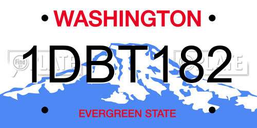1DBT182 Washington License Plate