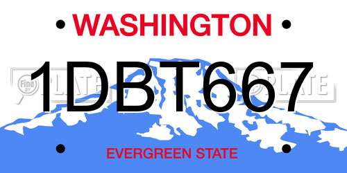 1DBT667 Washington License Plate