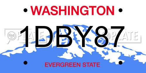 1DBY87 Washington License Plate