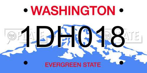 1DH018 Washington License Plate