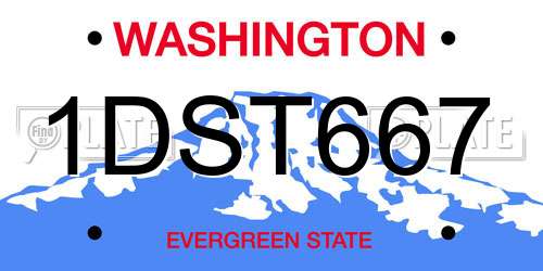 1DST667 Washington License Plate