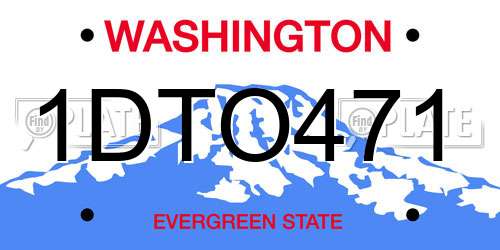 1DTO471 Washington License Plate
