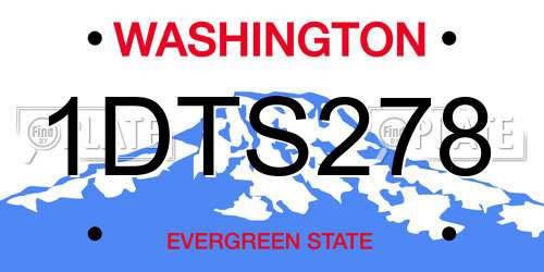 1DTS278 Washington License Plate