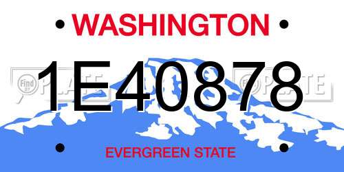 1E40878 Washington License Plate
