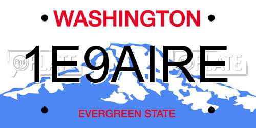1E9AIRE Washington License Plate