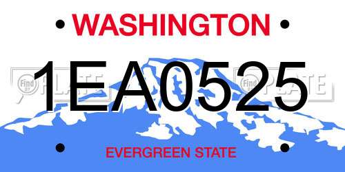 1EA0525 Washington License Plate