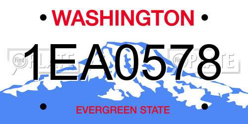 1EA0578 Washington License Plate