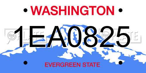 1EA0825 Washington License Plate