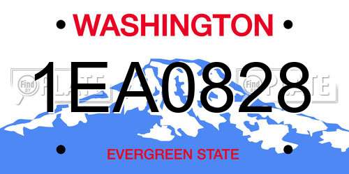 1EA0828 Washington License Plate