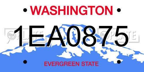 1EA0875 Washington License Plate