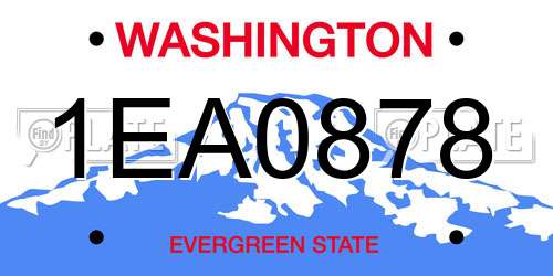 1EA0878 Washington License Plate