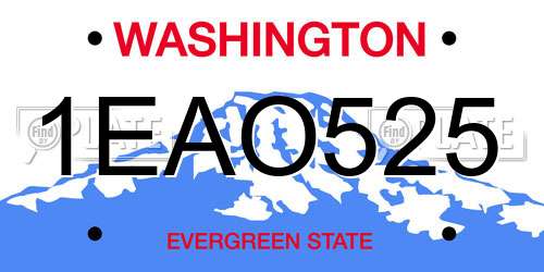 1EAO525 Washington License Plate